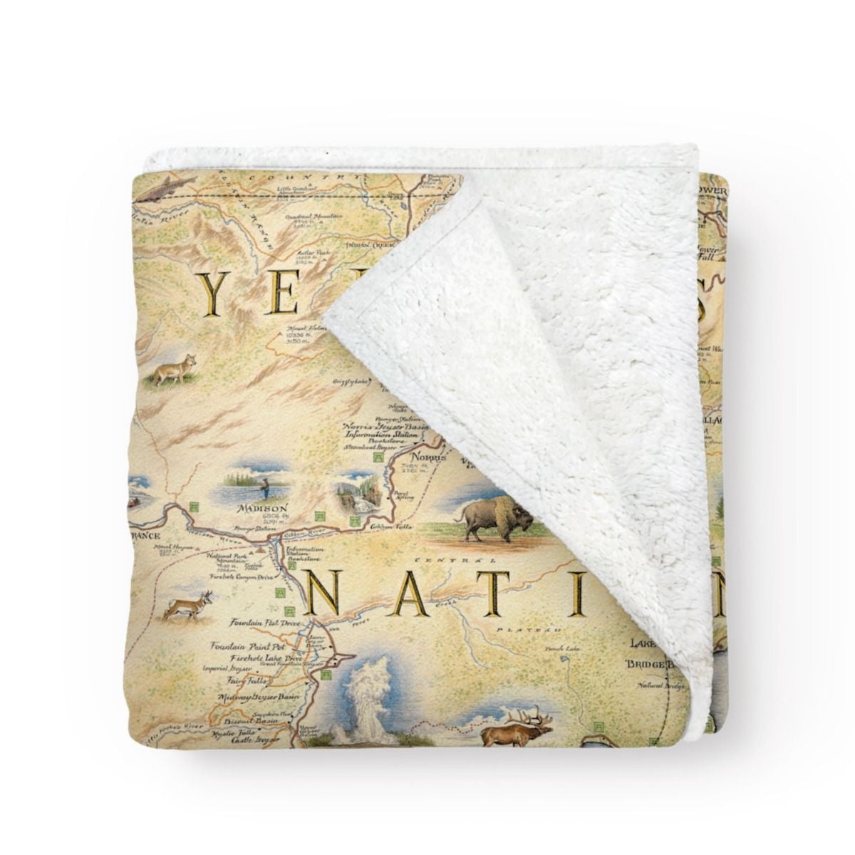 Yellowstone National Park Lodges Map Blanket - Thumbnail 2