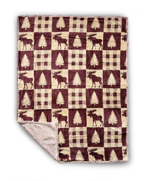 Checker Moose Melange Blanket
