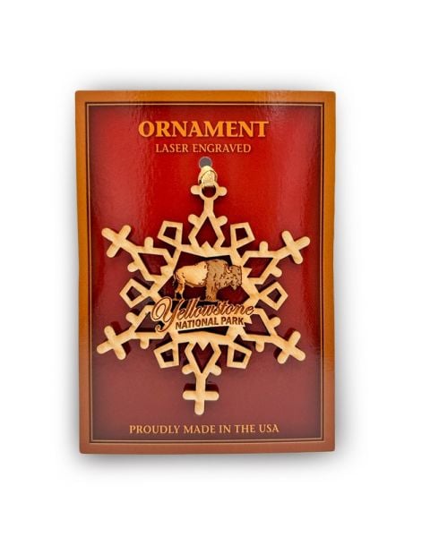 Yellowstone Wooden Snowflake and Bison Ornament