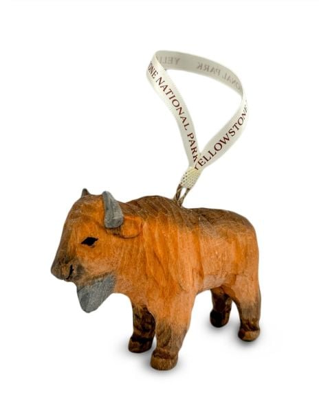 Wood Bison Ornament with Yellowstone Ribbon
