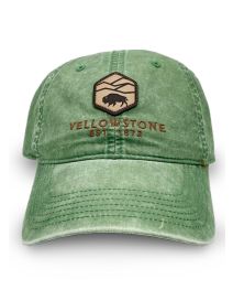 Yellowstone Green Twill Cap with Leather Patch