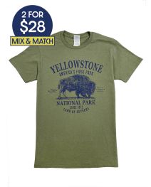 Awestruck Bison T-Shirt- Loden Green 