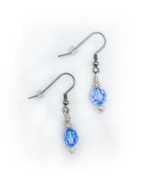 Sapphire Swarovski Crystal & Snow Quartz Earrings 