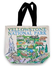 Yellowstone Illustrated Map Tote Bag