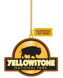 Yellowstone Bison Silhouette Ornament -150th Anniversary Tag