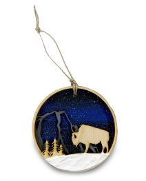 Wooden Bison Night Sky Ornament